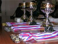 Кубки и медали подедителей Московского чемпионата 2004 года.
